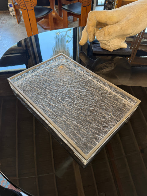 Italian Acrylic and Chrome Serving Tray, 1970s
