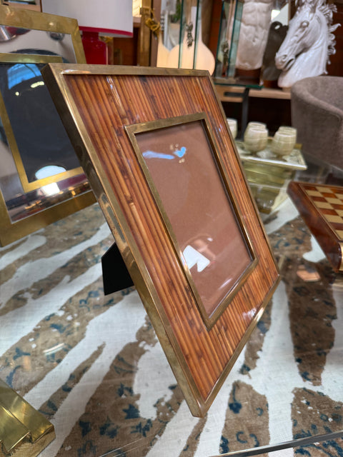 Italian Mid-Century Brass and Bamboo Picture Frame, 1970s