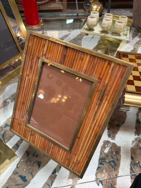Italian Mid-Century Brass and Bamboo Picture Frame, 1970s