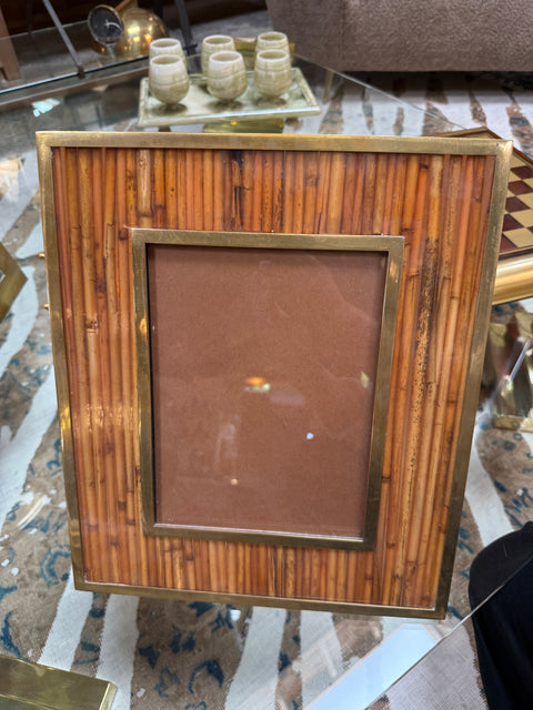 Italian Mid-Century Brass and Bamboo Picture Frame, 1970s