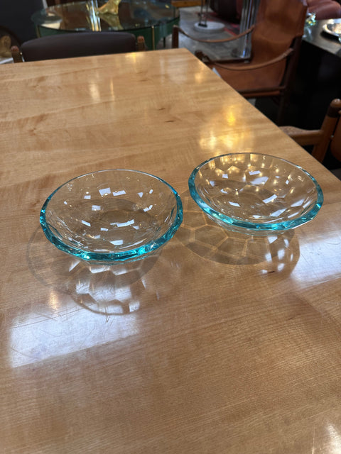 Pair of 2 Decorative Handmade Glass Bowls 1980s