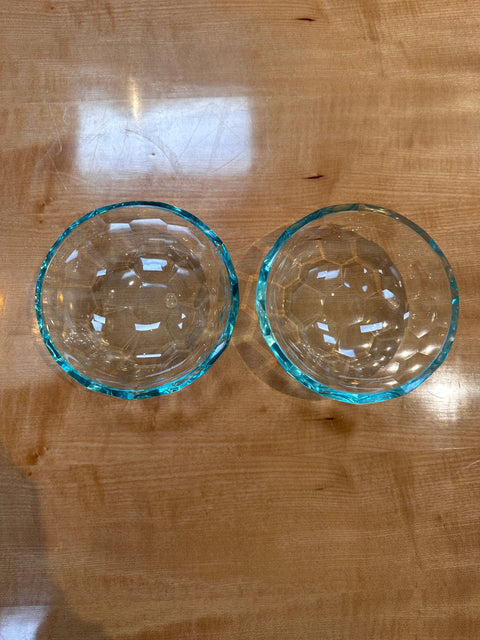 Pair of 2 Decorative Handmade Glass Bowls 1980s