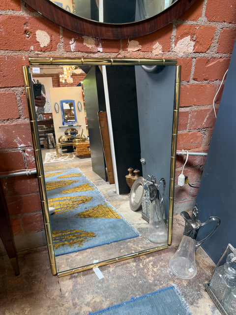 Italian Mid-Century Brass Faux Bamboo Wall Mirror, 1970s