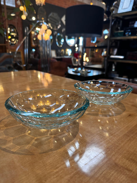 Pair of 2 Decorative Handmade Glass Bowls 1980s