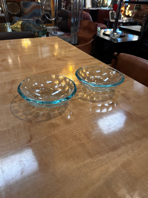 Pair of 2 Decorative Handmade Glass Bowls 1980s