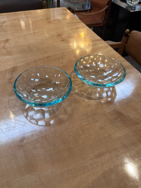 Pair of 2 Decorative Handmade Glass Bowls 1980s