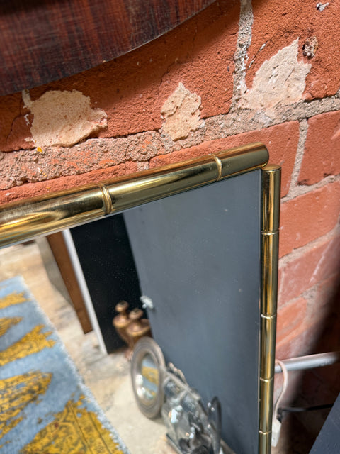 Italian Mid-Century Brass Faux Bamboo Wall Mirror, 1970s