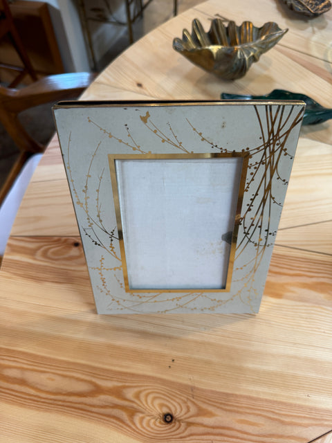 Vintage Italian Painted Glass Picture Frame with Gilt Botanical Motif, 1950s