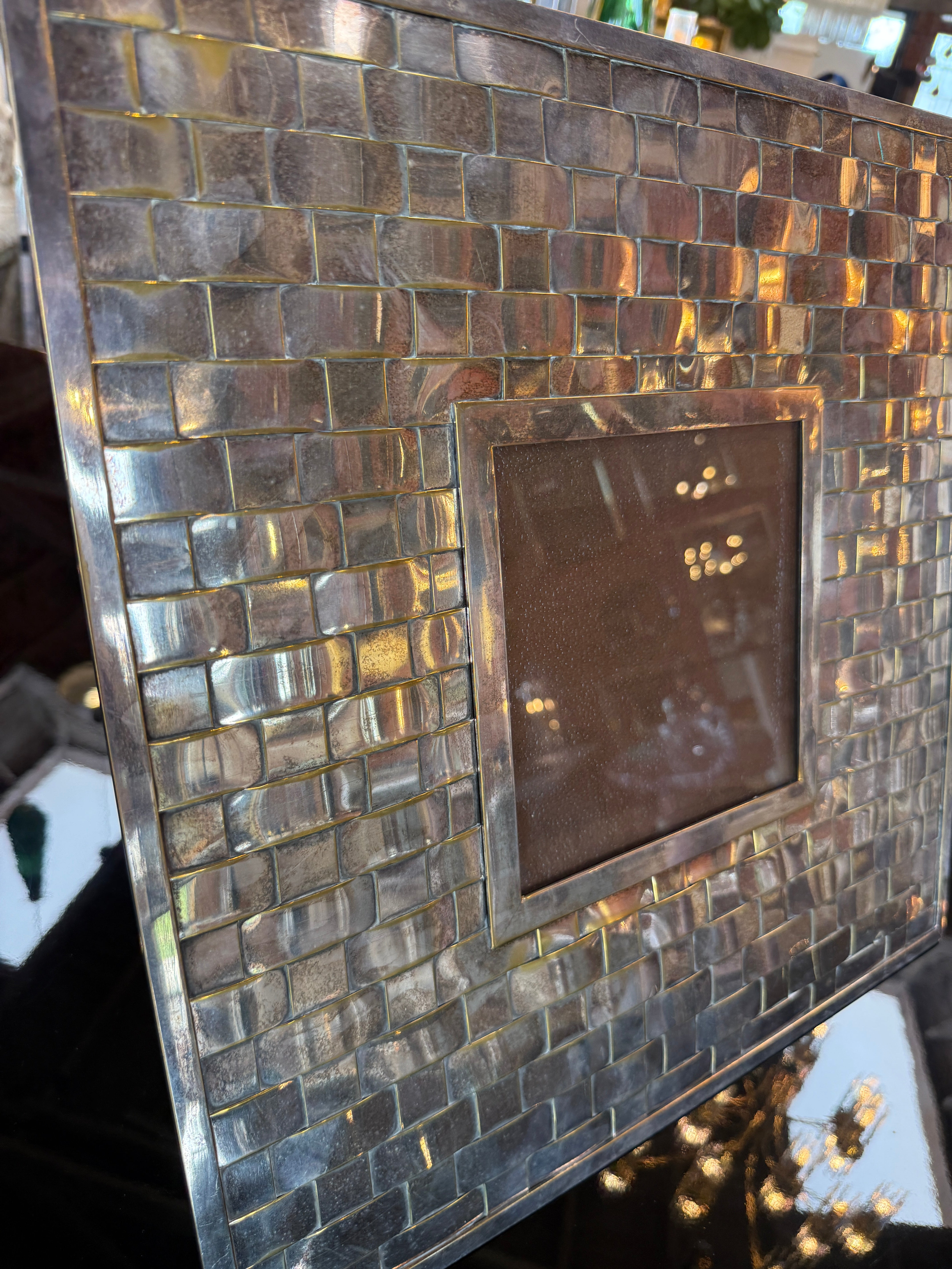 Vintage Italian Hand-Woven Silver Plate Picture Frame, 1970s