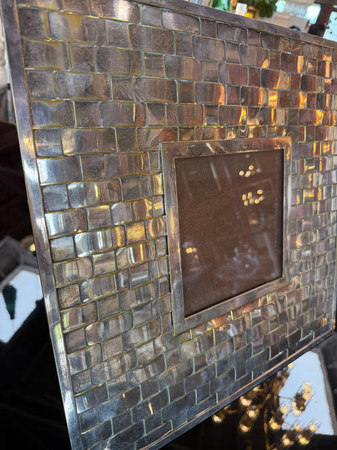 Vintage Italian Hand-Woven Silver Plate Picture Frame, 1970s