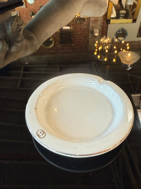 Vintage Gucci White Ceramic Ashtray with Interlocking GG Logo