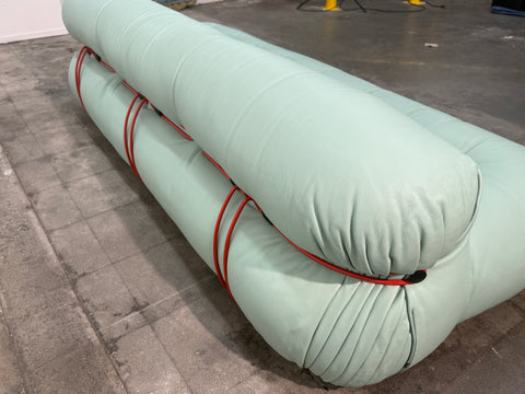 Soriana sofa by Afra & Tobia Scarpa for Cassina, Upholstered in Soft Mint Green Leather