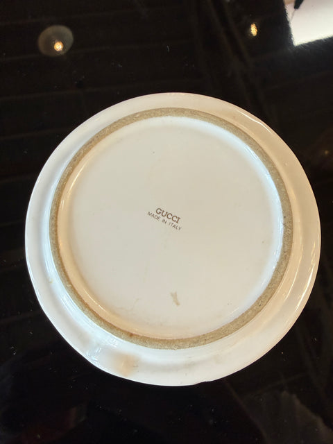 Vintage Gucci White Ceramic Ashtray with Interlocking GG Logo
