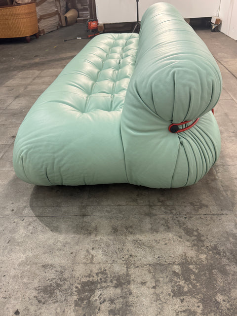 Soriana sofa by Afra & Tobia Scarpa for Cassina, Upholstered in Soft Mint Green Leather