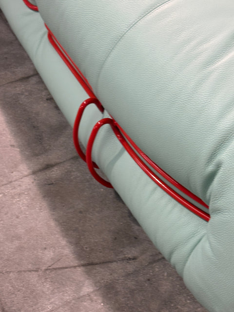 Soriana sofa by Afra & Tobia Scarpa for Cassina, Upholstered in Soft Mint Green Leather