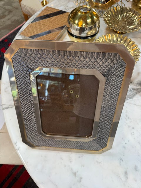 Vintage Chrome and Snakeskin Picture Frame