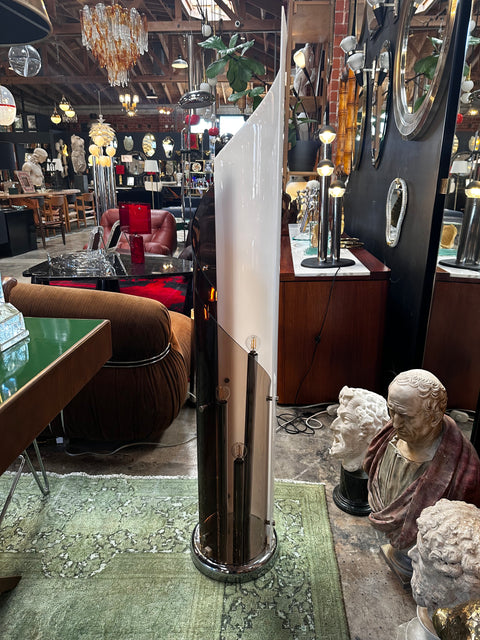 Beautiful Italian Plexiglass and Chrome Floor Lamp 1980s