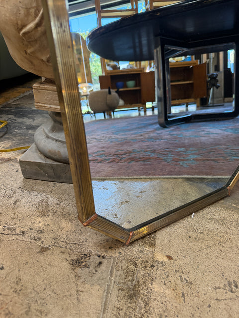 Italian Mid-Century Tapered Brass Wall Mirror, 1970s