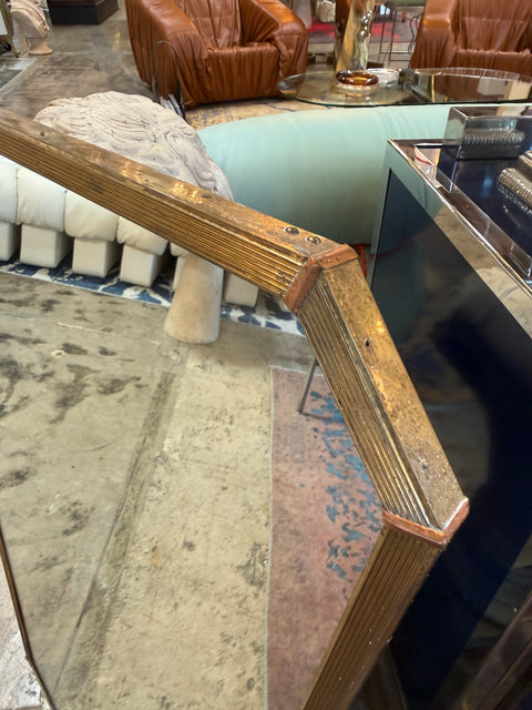 Italian Mid-Century Tapered Brass Wall Mirror, 1970s