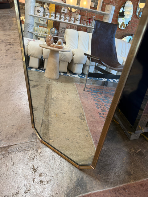 Italian Mid-Century Tapered Brass Wall Mirror, 1970s