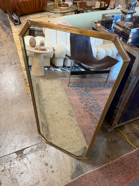 Italian Mid-Century Tapered Brass Wall Mirror, 1970s