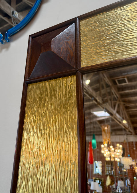 Monumental Mid-Century Modern Gilt & Walnut Wall Mirror