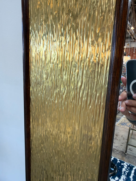Monumental Mid-Century Modern Gilt & Walnut Wall Mirror