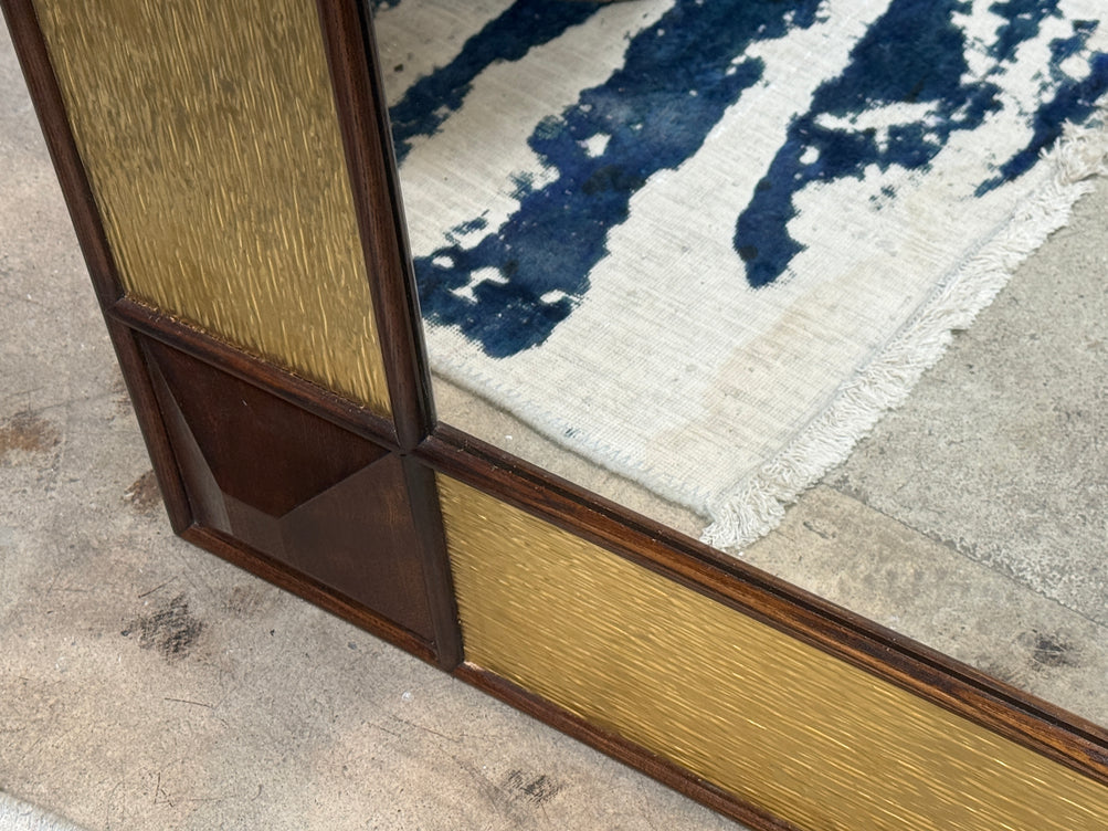 Monumental Mid-Century Modern Gilt & Walnut Wall Mirror