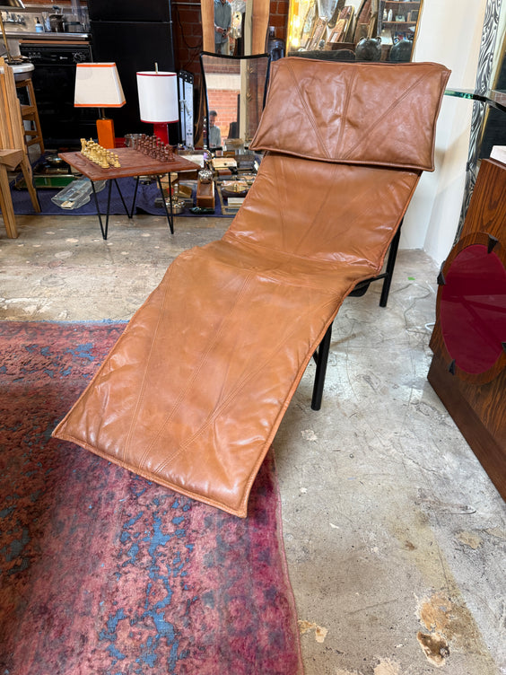 Tord Björklund, Brown Leather Chaise Lounge, 1970