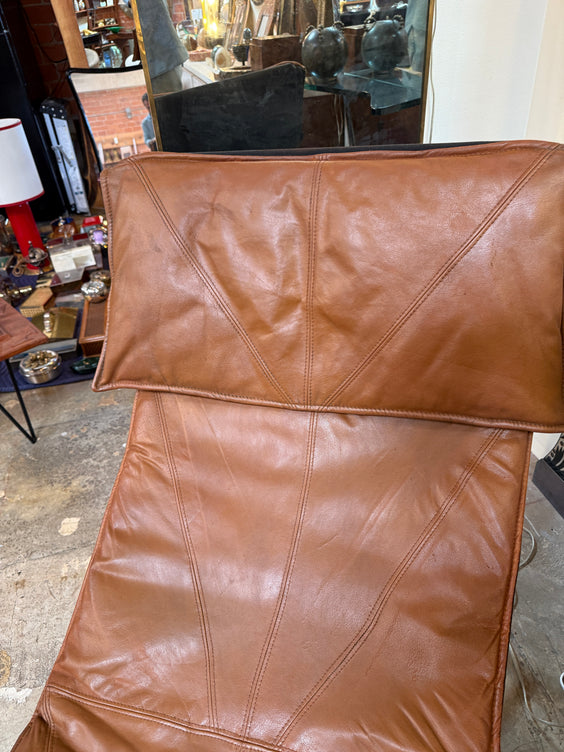 Tord Björklund, Brown Leather Chaise Lounge, 1970