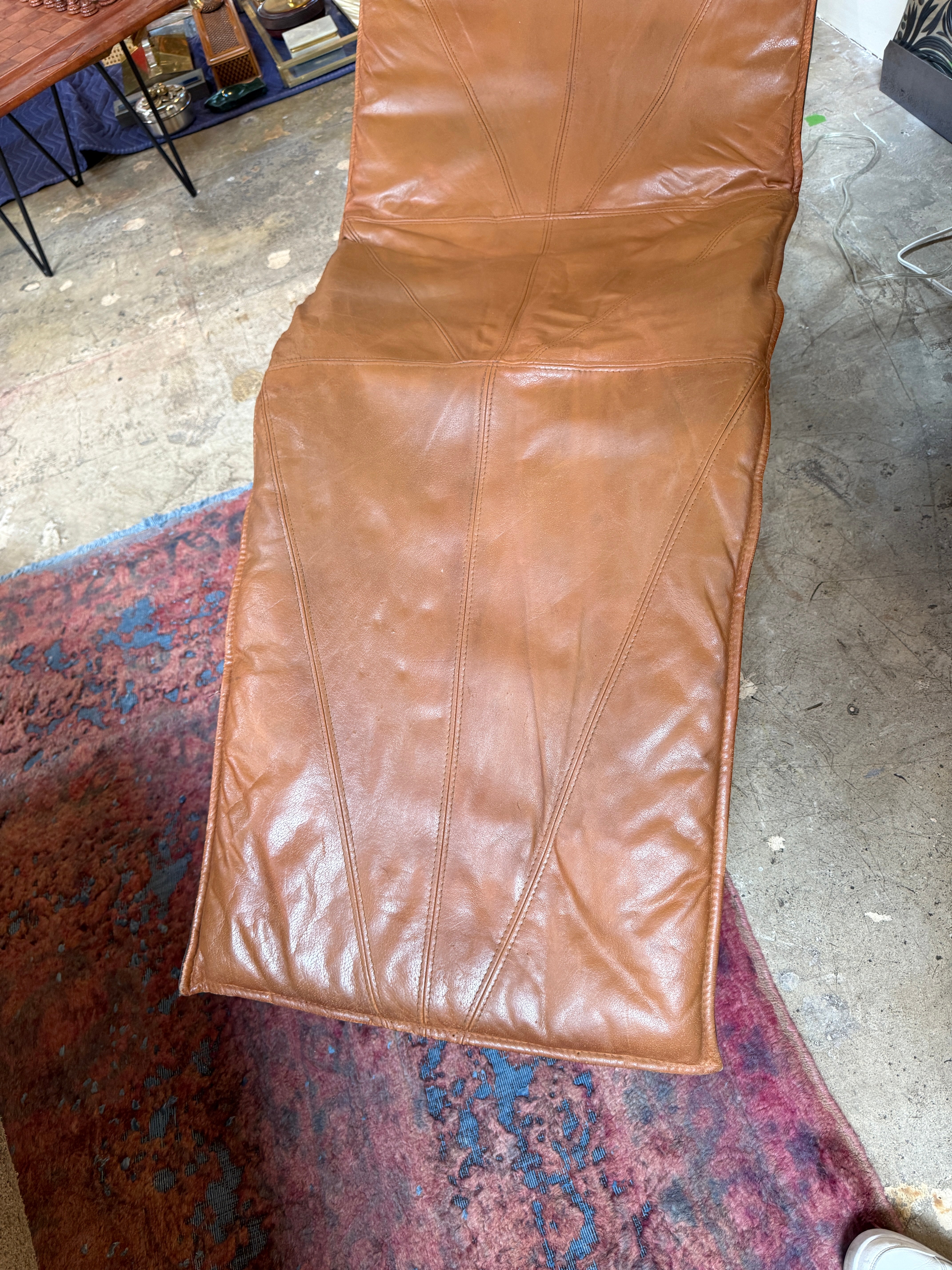 Tord Björklund, Brown Leather Chaise Lounge, 1970