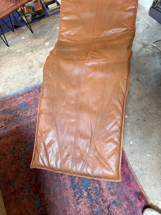 Tord Björklund, Brown Leather Chaise Lounge, 1970