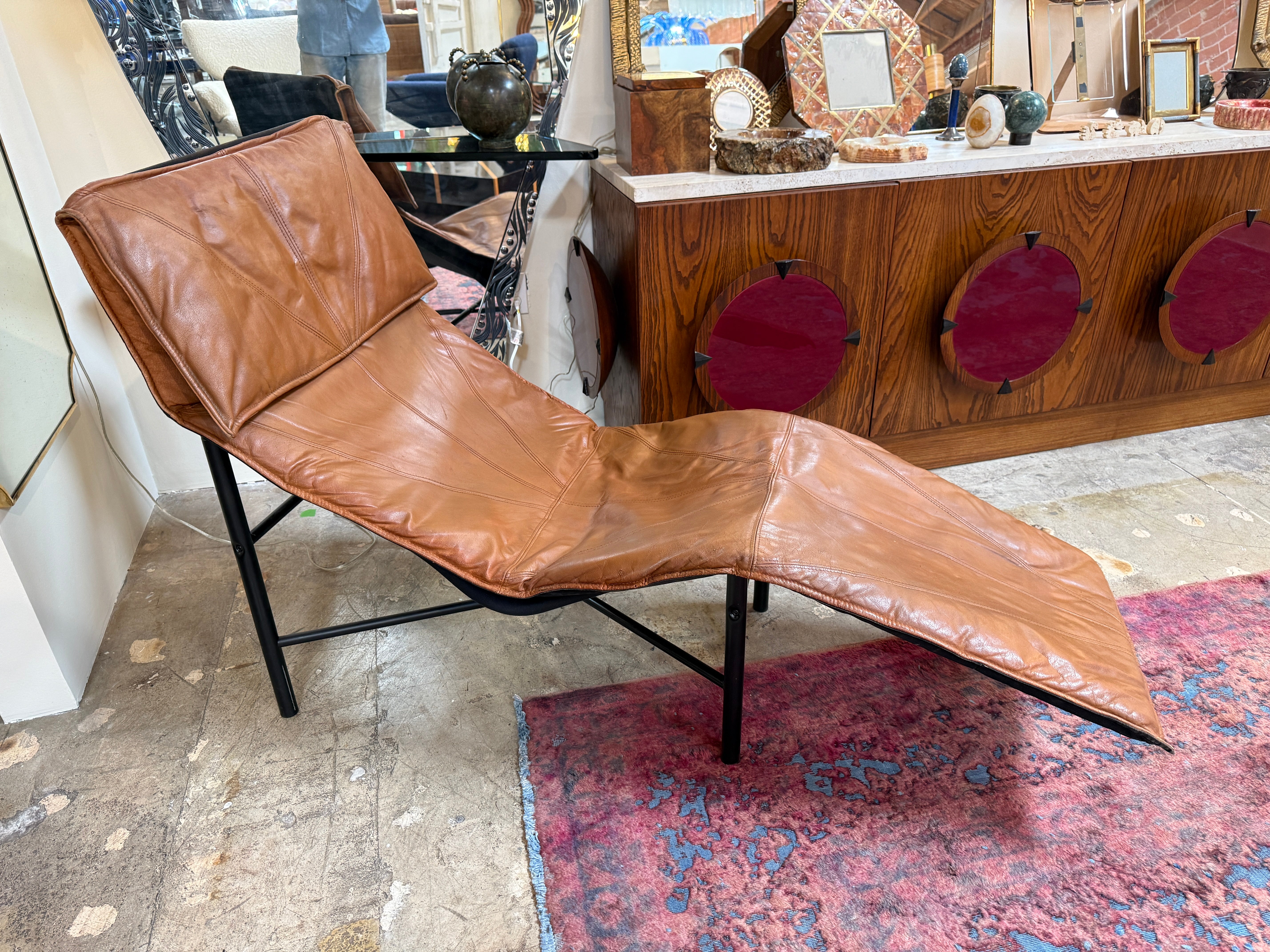 Tord Björklund, Brown Leather Chaise Lounge, 1970