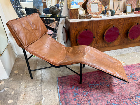 Tord Björklund, Brown Leather Chaise Lounge, 1970