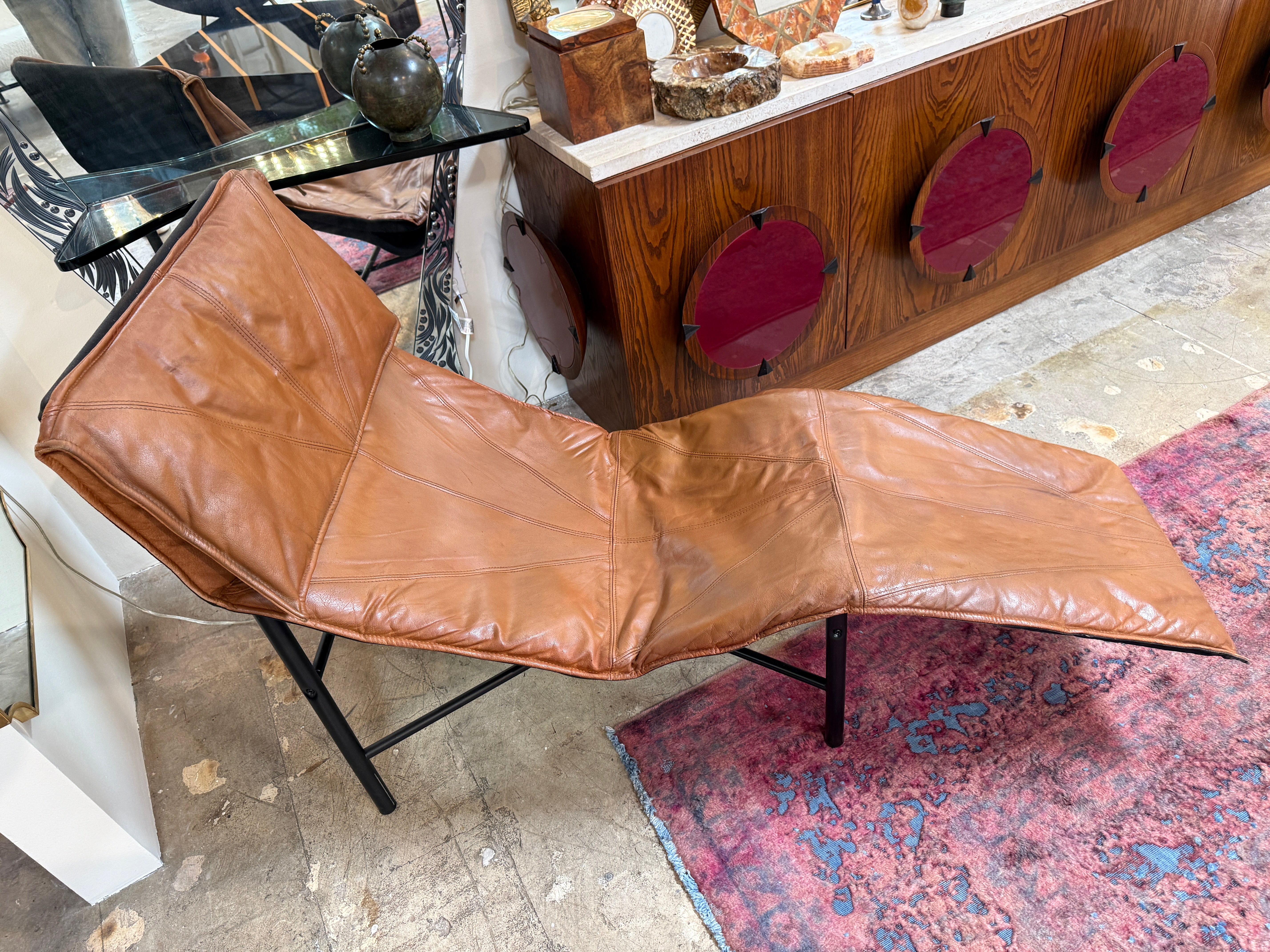 Tord Björklund, Brown Leather Chaise Lounge, 1970