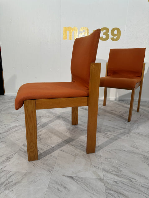 Set of 4 Unique Wood Dining Chairs By F.lli Saporiti 1960s