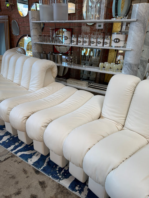 De Sede DS 600 "Snake" Sectional Sofa in white leather.