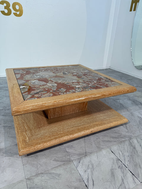Italian Coffee Table with Central Marble, 1970s