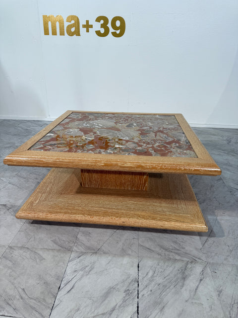 Italian Coffee Table with Central Marble, 1970s
