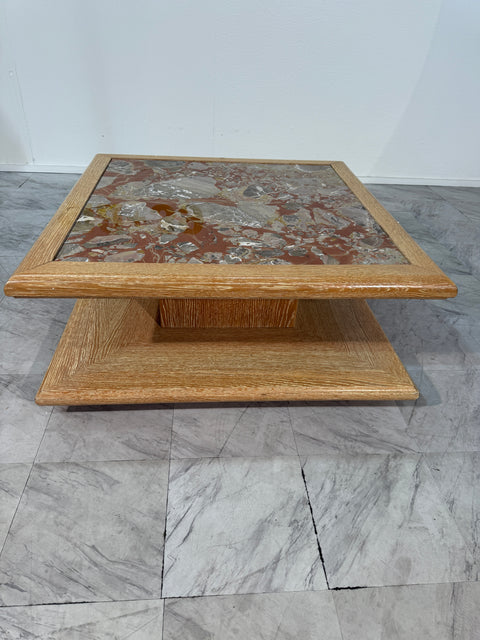 Italian Coffee Table with Central Marble, 1970s