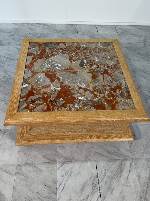 Italian Coffee Table with Central Marble, 1970s