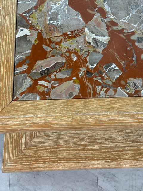 Italian Coffee Table with Central Marble, 1970s