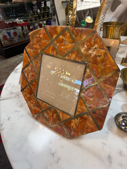 Cornici Amber Shell and Brass Geometric Picture Frame
