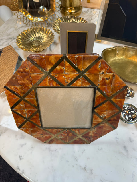 Cornici Amber Shell and Brass Geometric Picture Frame