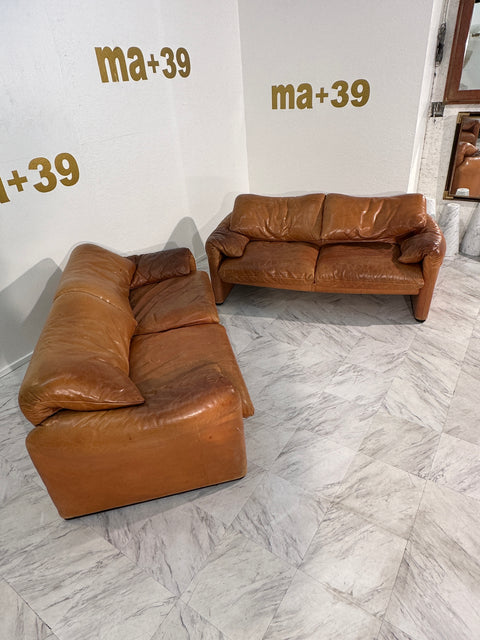 Vico Magistretti Maralunga Leather Sofa by Cassina 1975