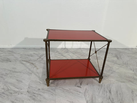 Vintage Italian Brass and Glass Side Table 1980s