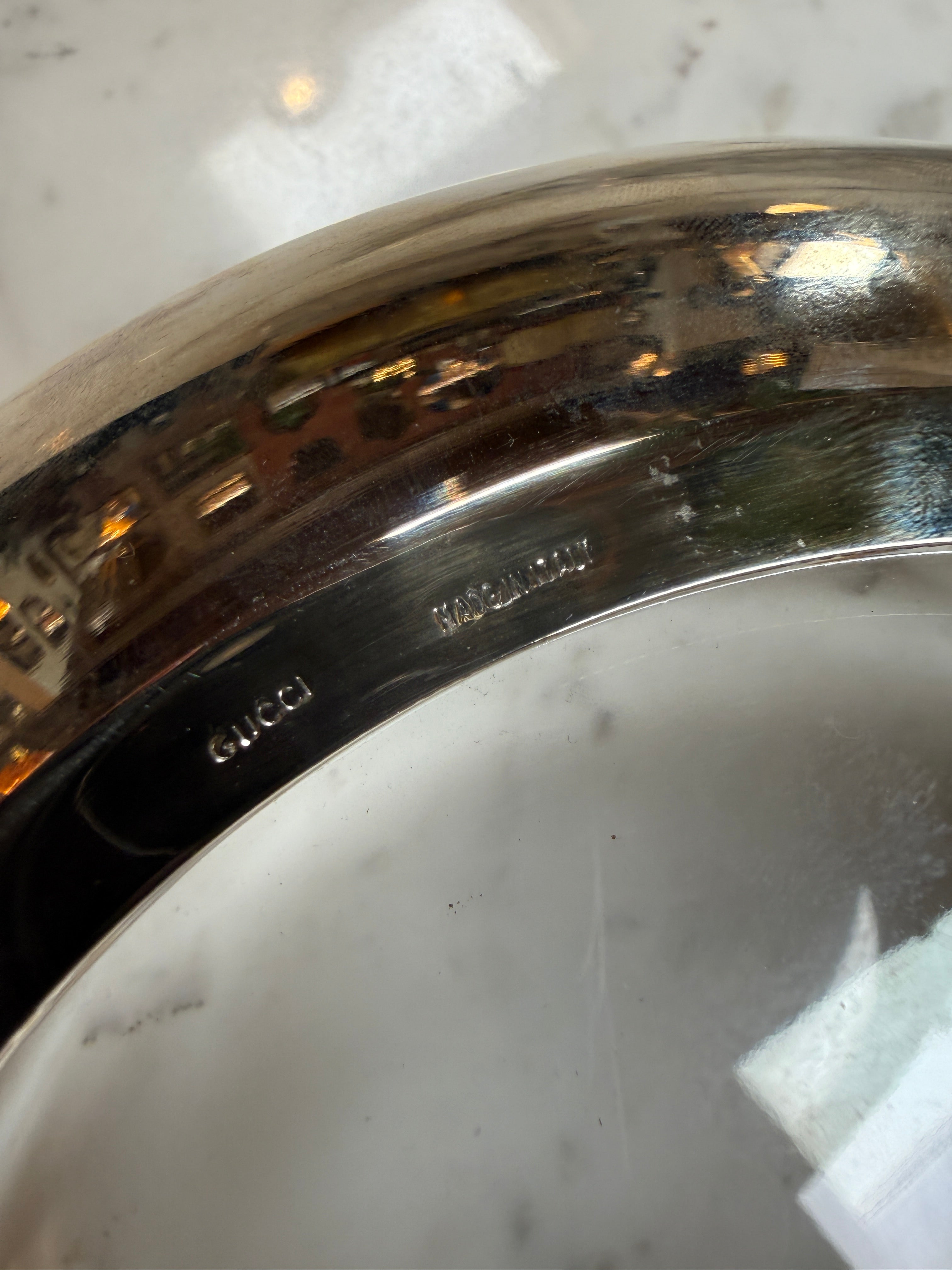Vintage Gucci Glass Bowl with Gold-Tone GG Accents