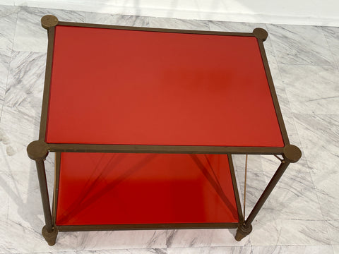 Vintage Italian Brass and Glass Side Table 1980s