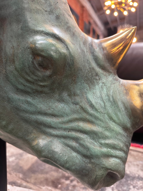 Vintage Italian Rhino Bronze Sculpture 1970s
