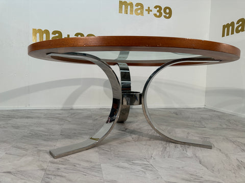 Italian Dada Vintage Ormolu Glass and Steel Table 1950
